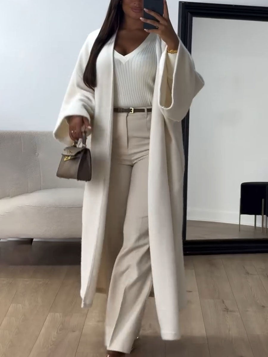 Loose Solid Color Coat - Fall, Winter